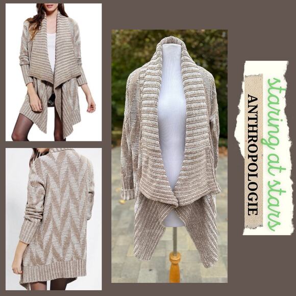 Anthropologie Cardigan Sweater Boho Hippie Rustic Cozy Winter Lounge Coastal - Picture 1 of 13